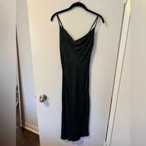 Elegant Emerald Cowl Neck Slip Dress